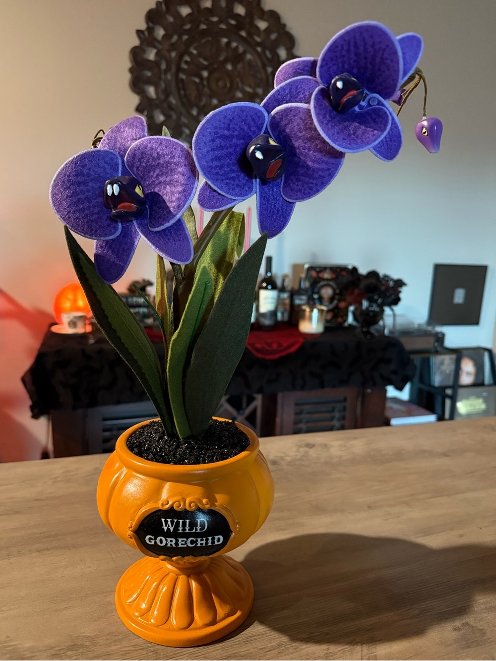 Target Purple Artificial “Wild Gorechid” in Orange Decorative Pot